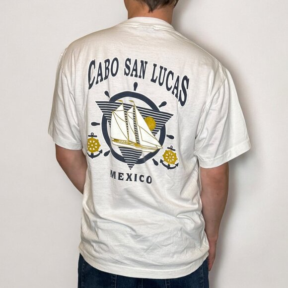 Y2K Cabo San Lucas Mexico Travel Tourist Boat Beach T-Shirt L - Picture 1 of 8